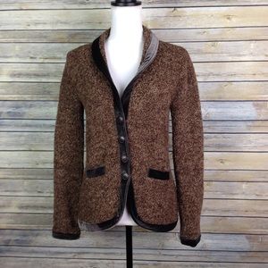 Anthro HWR Monogram Boucle Sweater Jacket